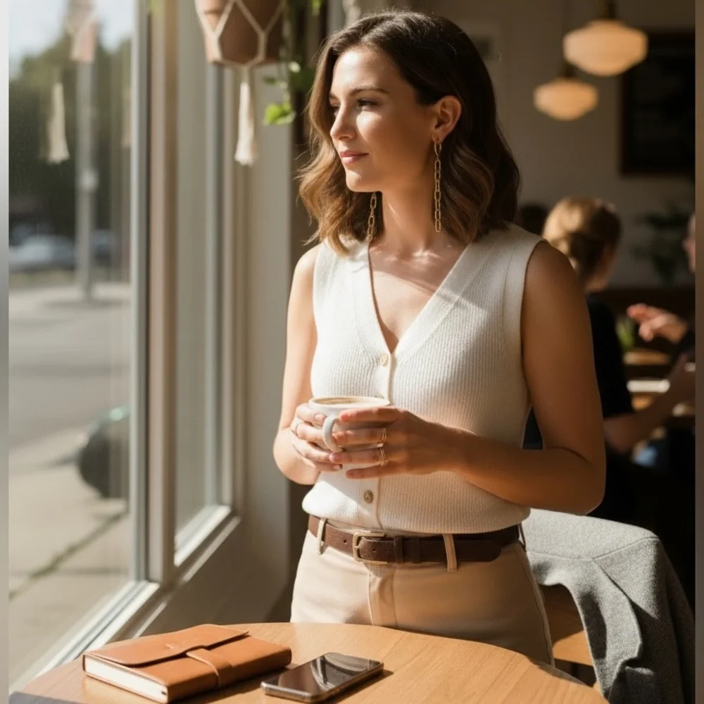 Bridget Shuster Gold Chain Drop Earrings Minimalist Modern Statement - Picture 2 of 7